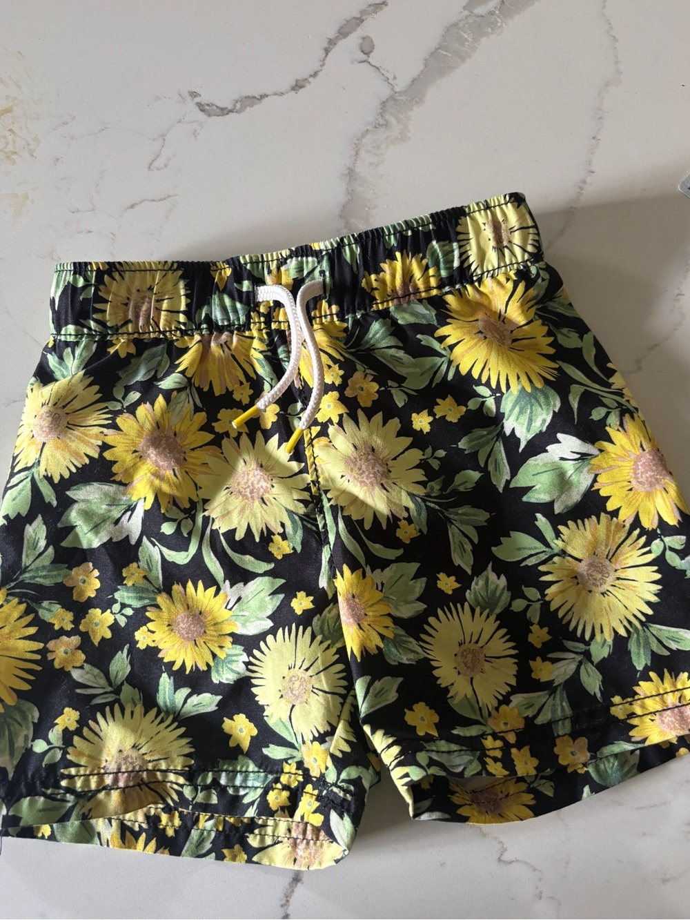 Old Navy Kids Black Sunflower Swimsuit 2T Boys Toddler Bathing Suit Trunks